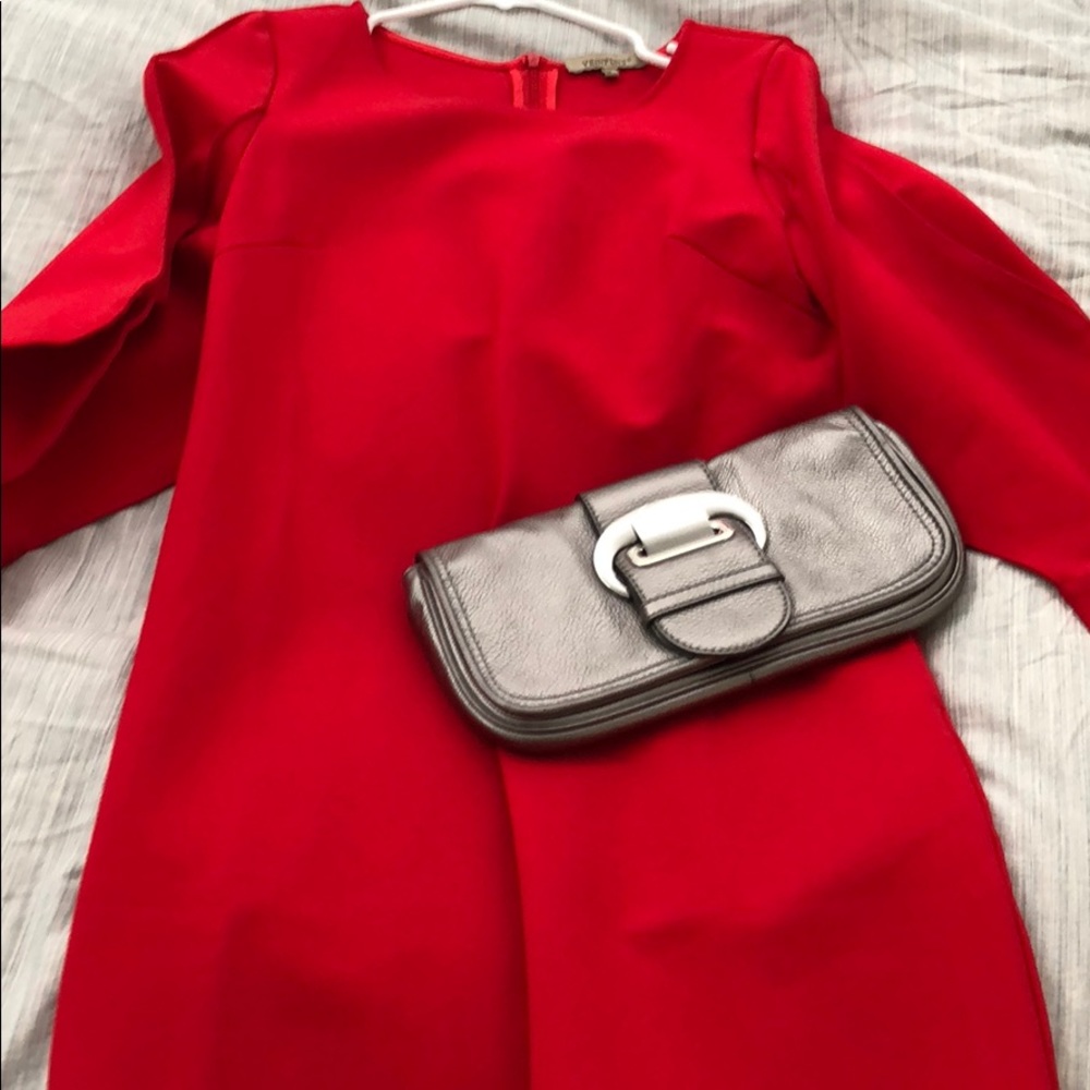 Silver Michael Kors leather clutch